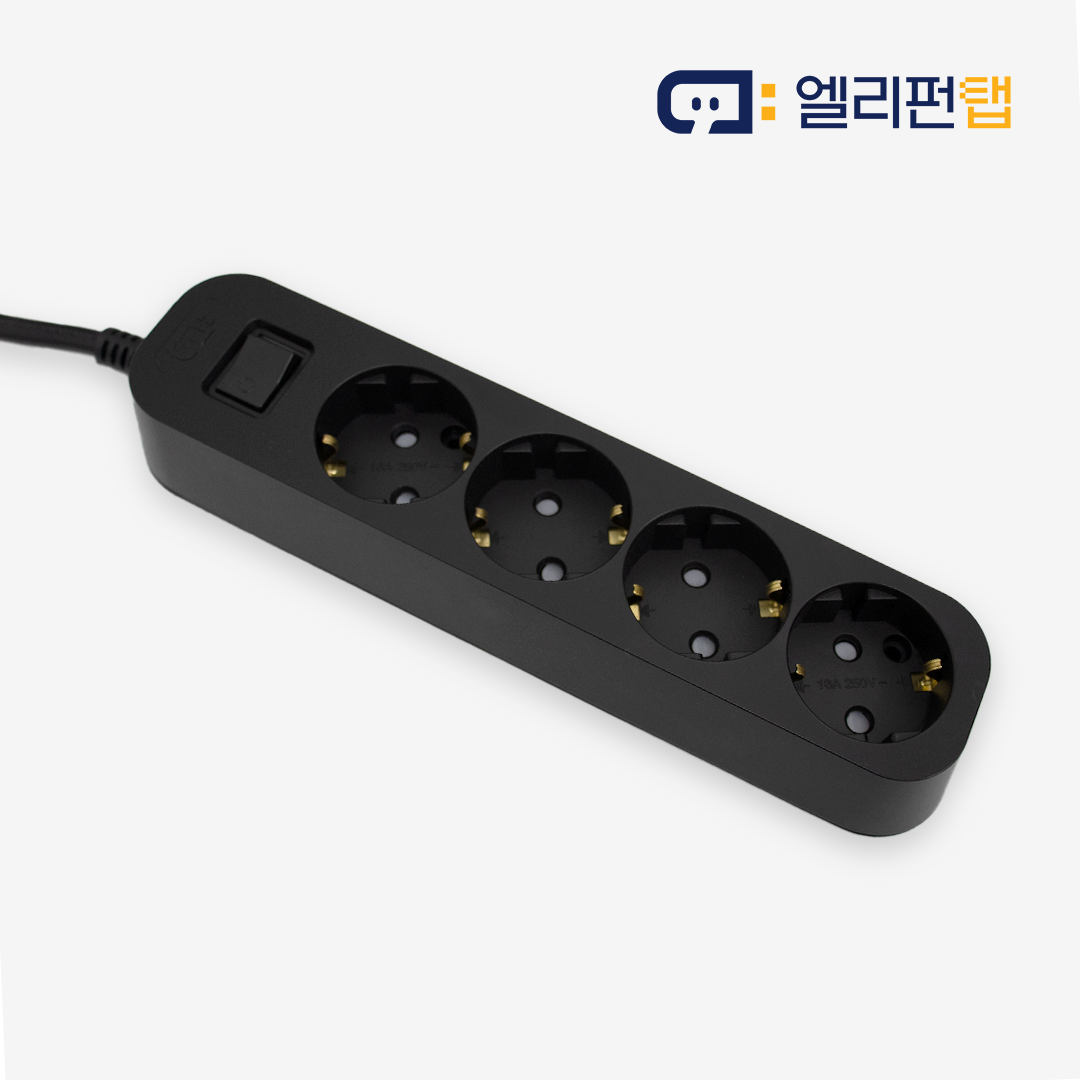 자동소화 멀티탭 인테리어 디자인 멀티탭 3구 4구 6구 콘센트 올블랙 - 상세 이미지 5
