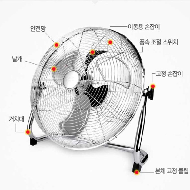 공자현장 바닥용 선풍기 50cm 야외 캠핑 차박 메탈 앉은뱅이 선풍기 - 상세 이미지 5
