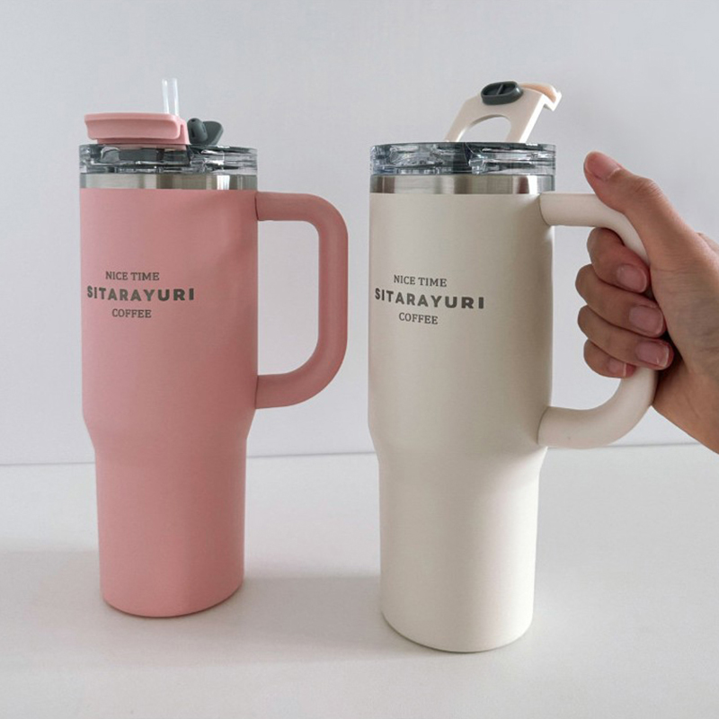 각인 인쇄 2in1 빨대 손잡이 텀블러 대용량 900ml 보온 보냉 - 상세 이미지 3