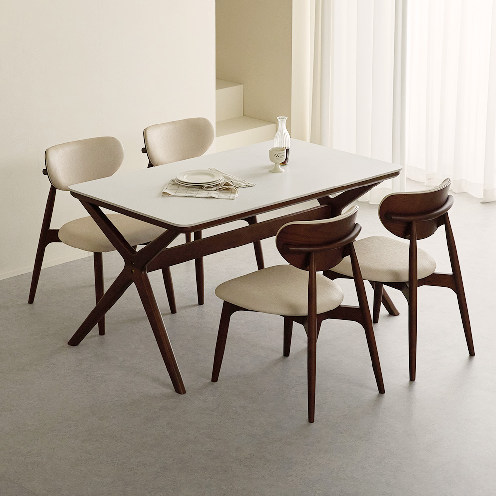 [EVENT]포르테 카페 테이블 고급 천연 원목 세라믹 4인용 식탁 세트 1400