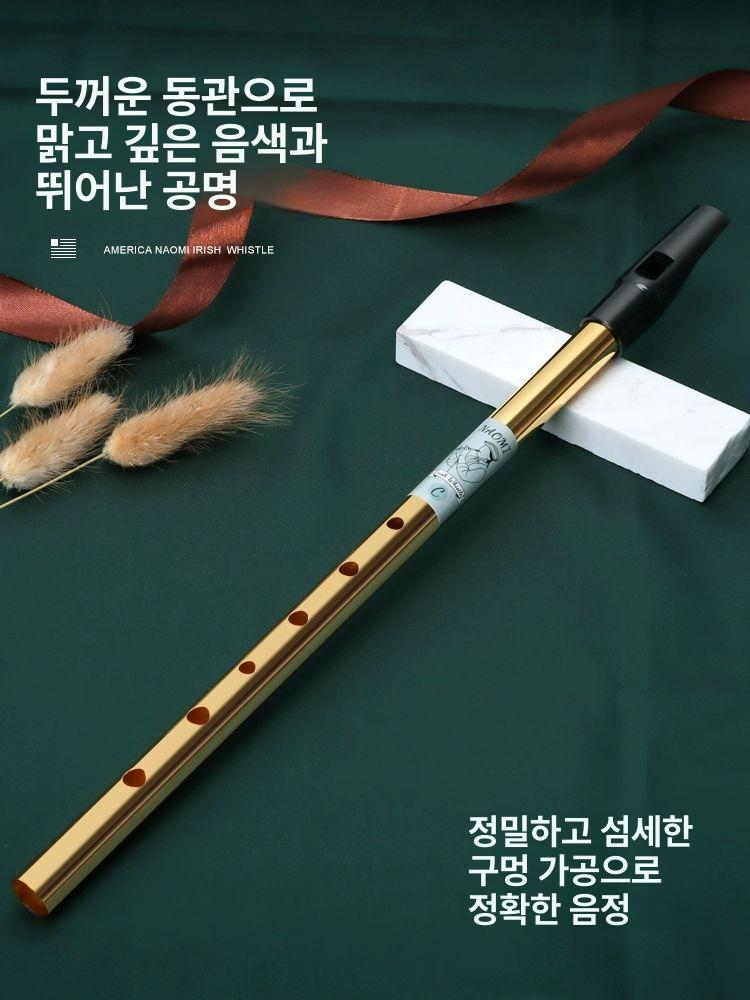 로우 취미용 아이리쉬슬라이드휘슬 분리형 악기 입문 금색 D조 - 상세 이미지 2