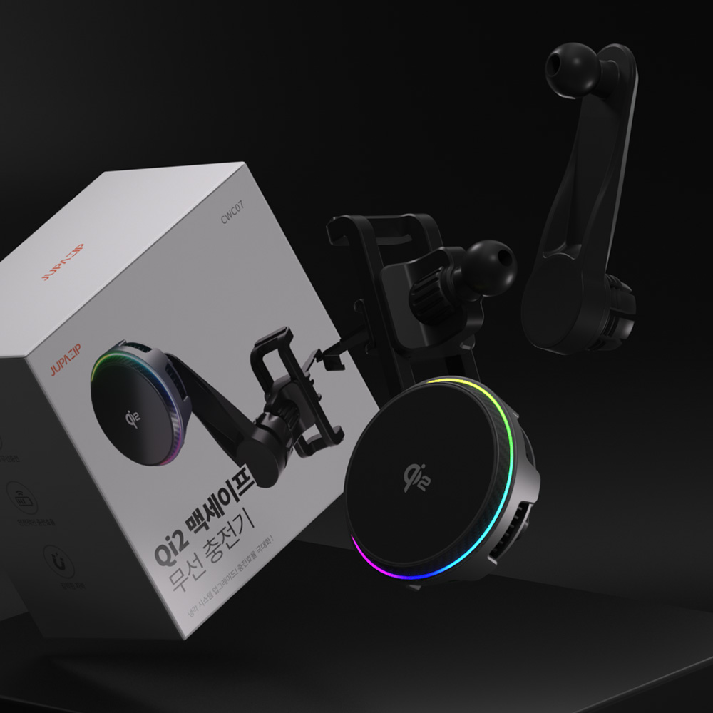주파집 차량용 실리콘 맥세이프 핸드폰 고속 무선 충전 거치대 Qi2 펠티에 쿨링 CWC07