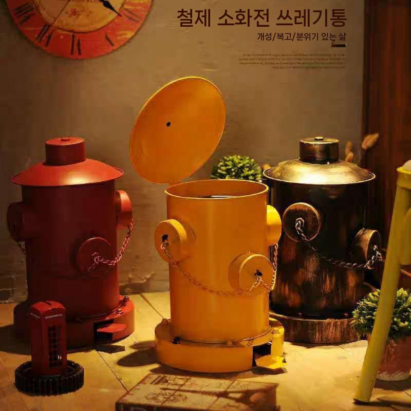 쓰레기통 야외 철제 다용도 공원 빈티지 소화전 대형 대용량 레드 - 상세 이미지 2