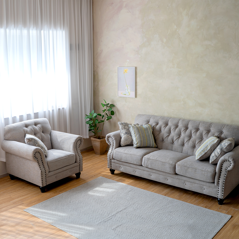 에디스 프렌치 엔틱 소파 3인용 1인용 패브릭 소파