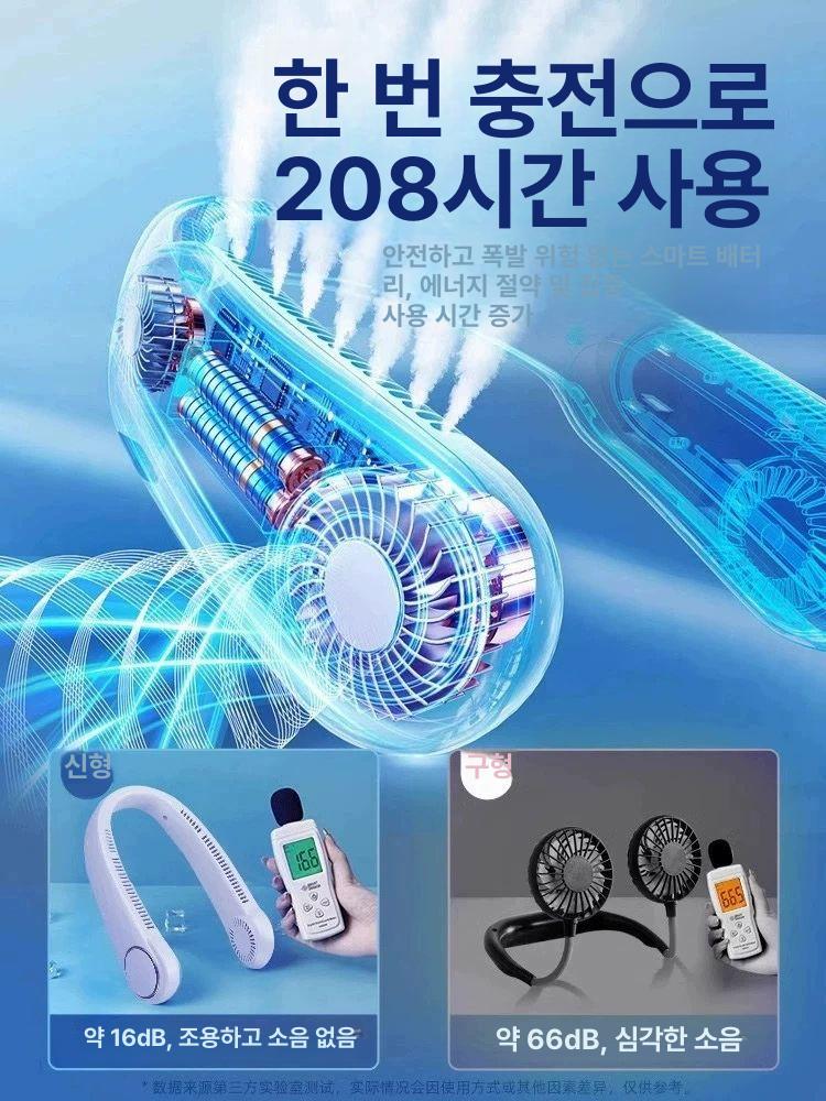 2025년형 휴대용선풍기 넥 목 미니 쿨러 선풍기 화이트 3000mah - 상세 이미지 2