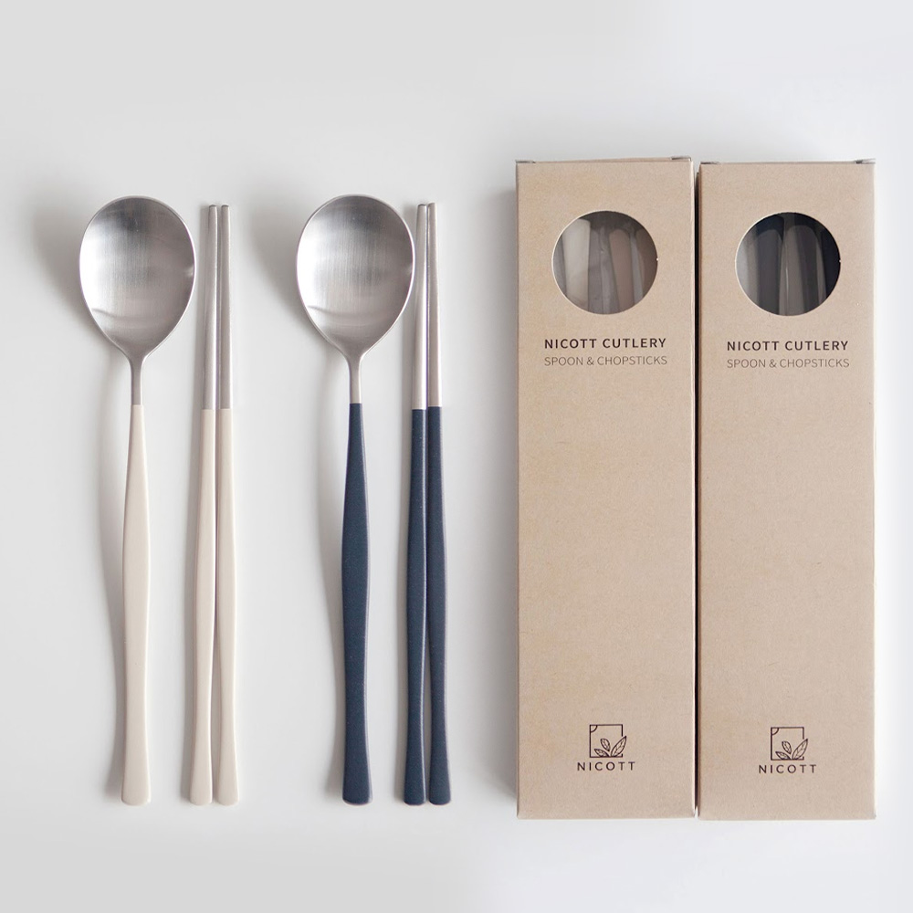 [국내생산] [1+1] 니코트 Satin 샤틴 컬러 수저세트 2color