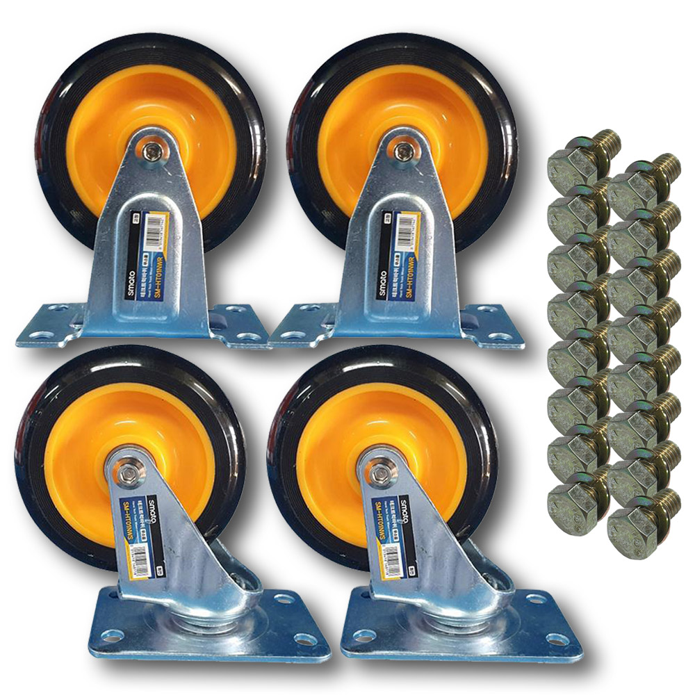스마토 테크트럭 캐스터 끌차 4인치 저소음바퀴 4개 세트(나사포함) 구르마 운반구바퀴세트