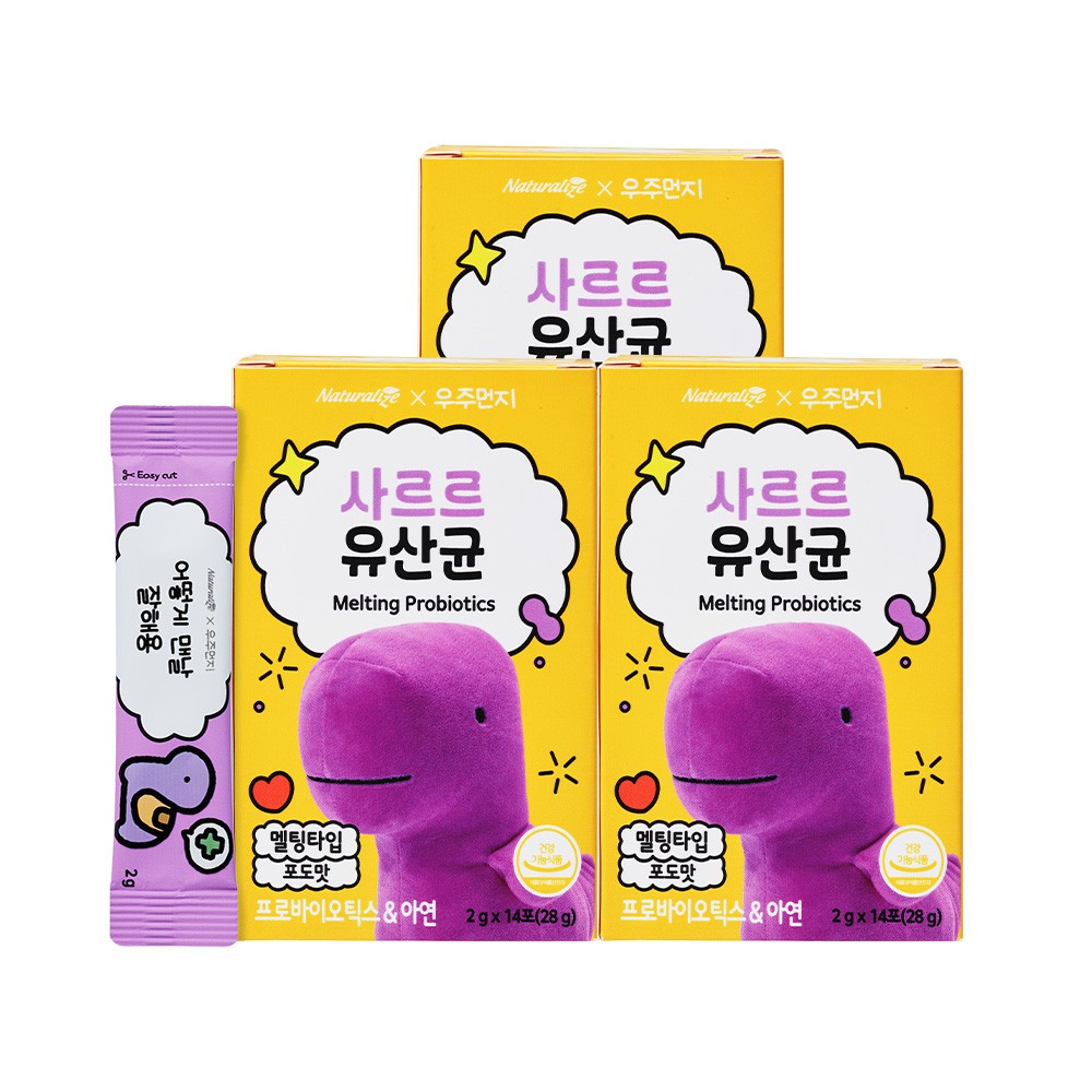 네추럴라이즈X우주먼지 사르르 유산균 프로바이오틱스 아연 포도맛 14포, 3개 - 상품 이미지