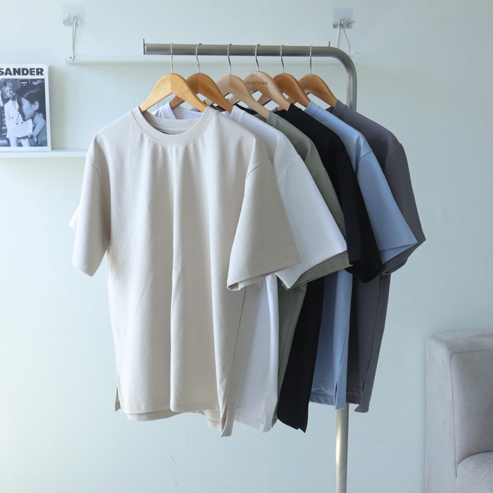 쿨 티셔츠 남자 반팔티 구김없는 분또 남자 오버핏 반팔 - 상품 이미지