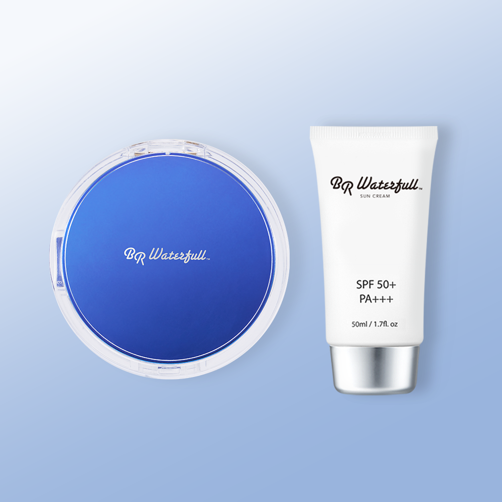 비알워터풀 선크림+쿠션 세트 야노시호 혼합자차 수분광 밀착커버 SPF50+ PA+++