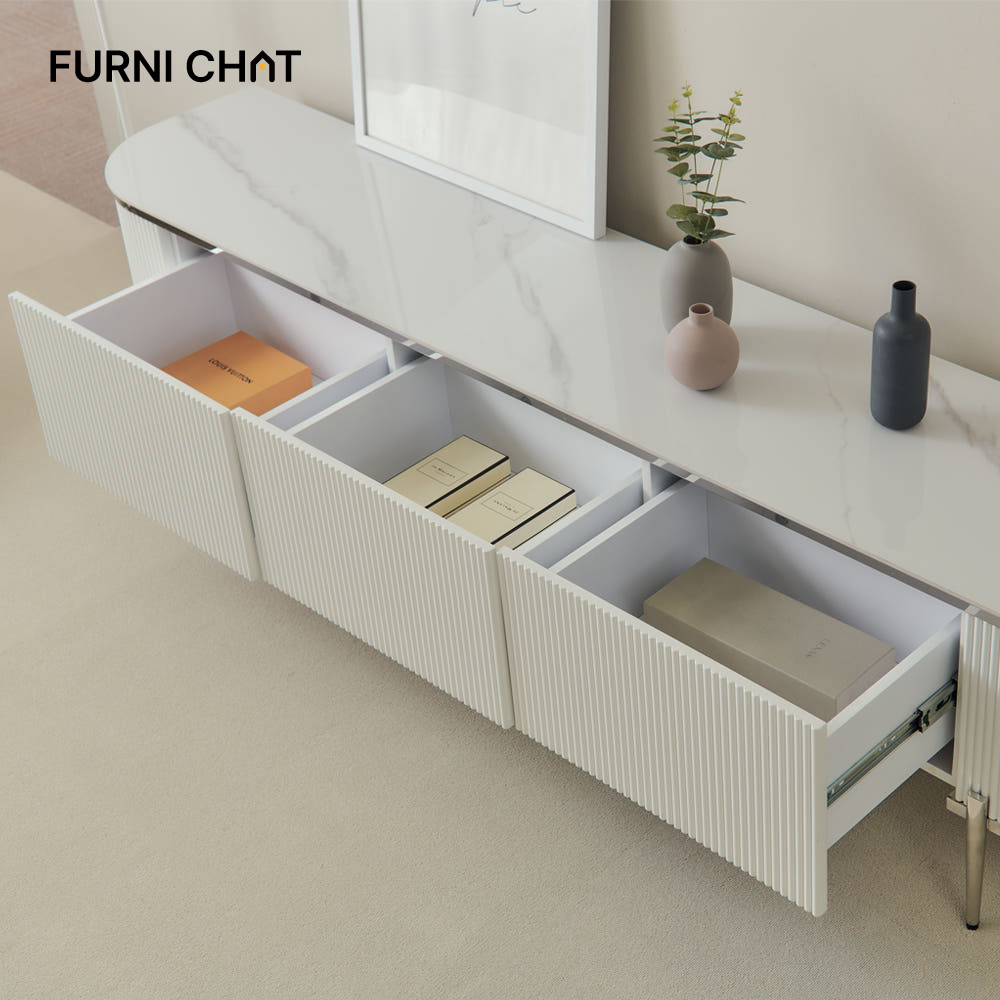 퍼니챗 템바보드 세라믹 티비다이 거실장 tv장 수납장 2000 거실수납장 2000x403x500, 화이트(다리o)