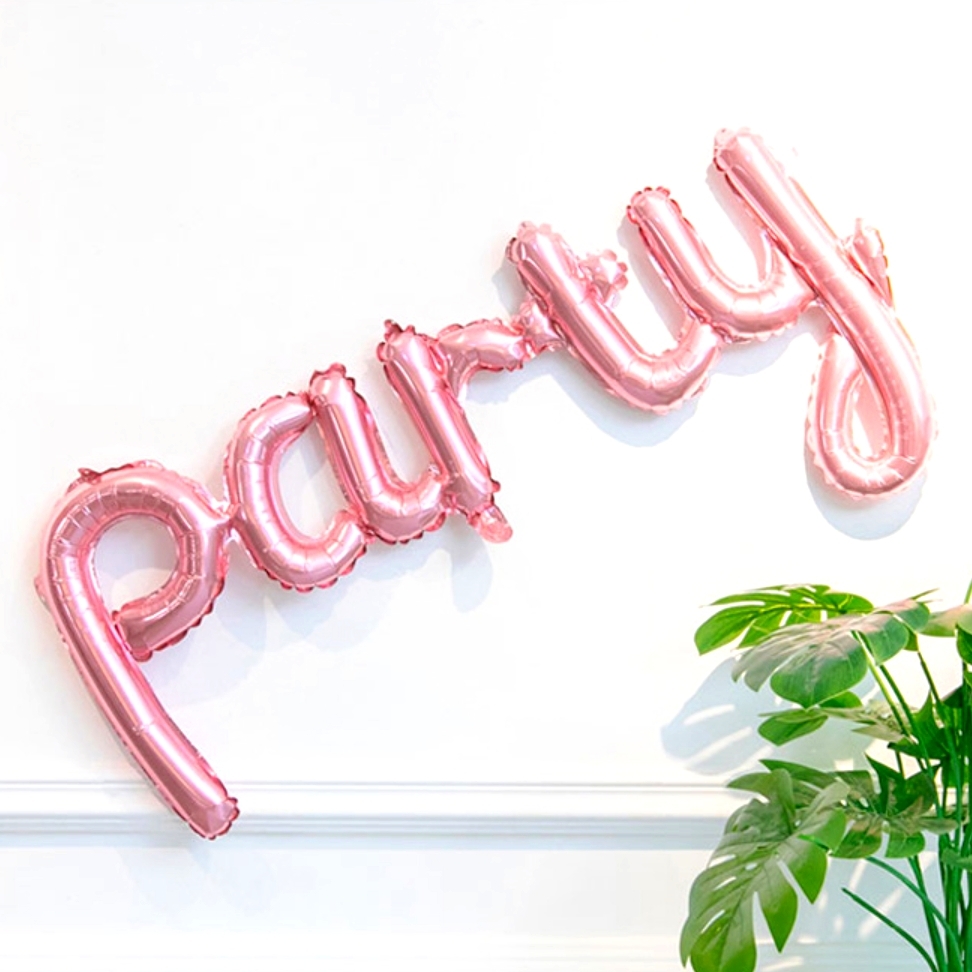 파스텔핑크 소문자파티풍선 party이니셜풍선 파티룸포토존장식 - 상품 이미지