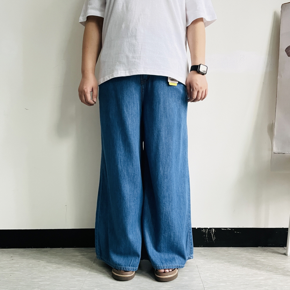 텐셀청바지 키작녀 9부 하이웨스트 와이드 뒷밴딩 데님 팬츠 이미지 6