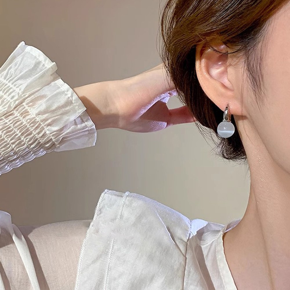 아르니 진주 드롭 원터치 링귀걸이 925실버 은침 펄 여성 데일리 귀걸이 한쌍 - 상세 이미지 3