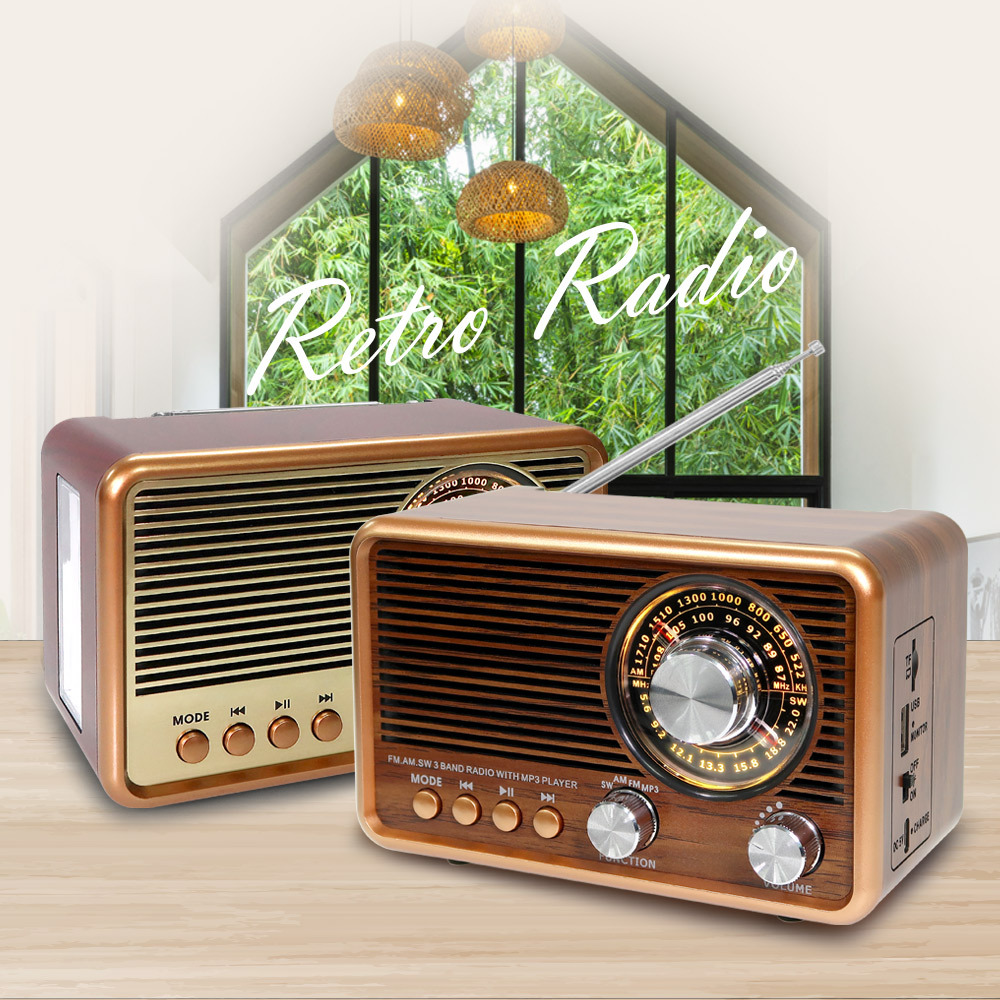 USB음원 TF카드 레트로 아날로그 블루투스 스피커 클래식 휴대용 탁상용 라디오 R50