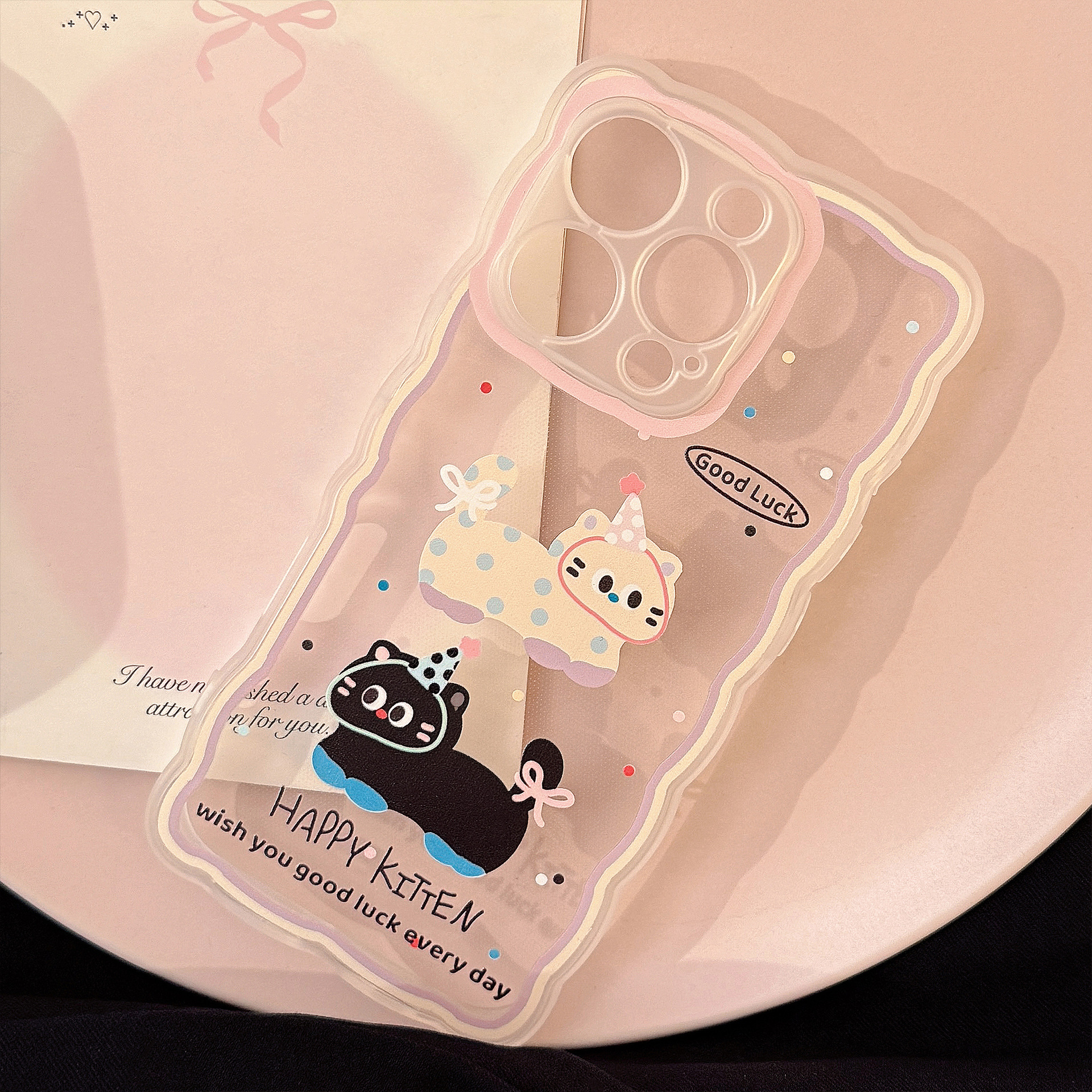 도트 블랙&화이트 고양이 투명 젤리 아이폰케이스 - 상세 이미지 5