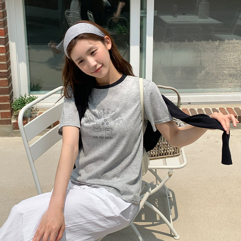 코엘 배색 라운드넥 데일리 반팔 티셔츠 ts4575 이미지 7