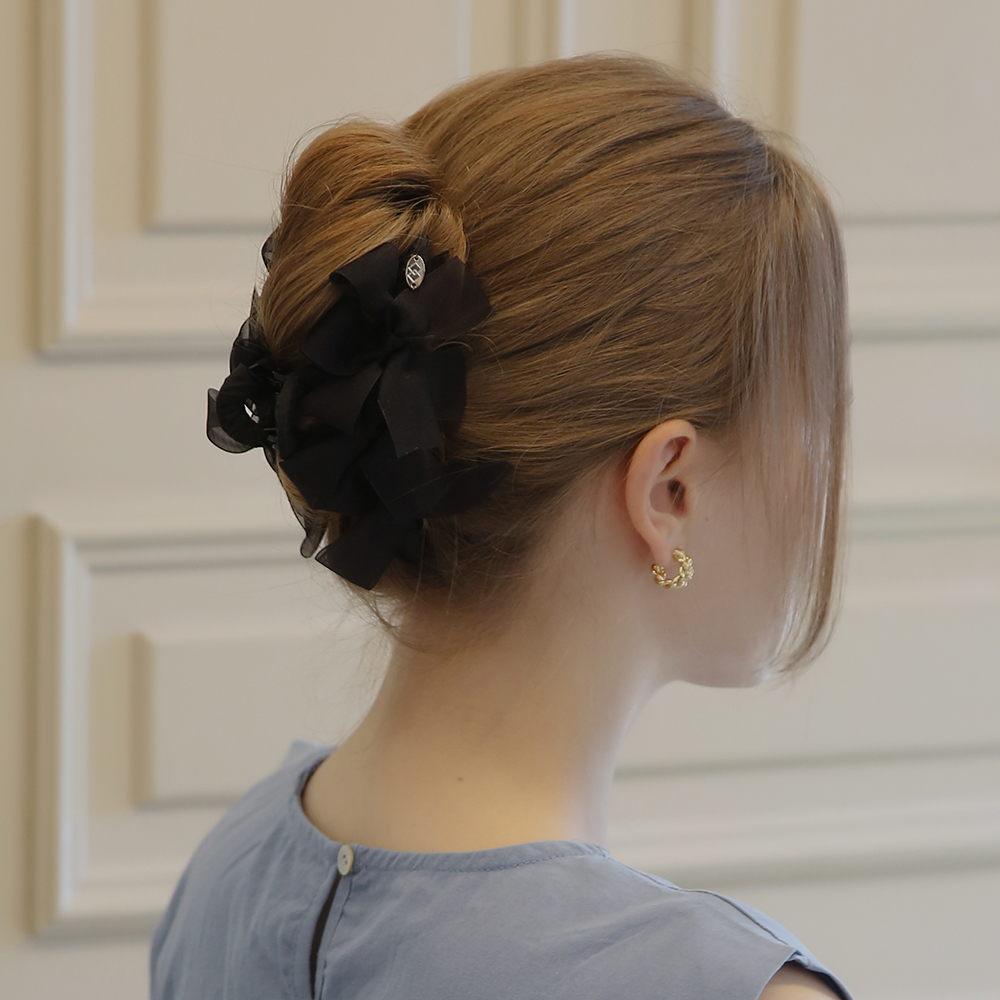 디유아모르 레이스 리본 헤어 클립 집게핀 - 상품 이미지