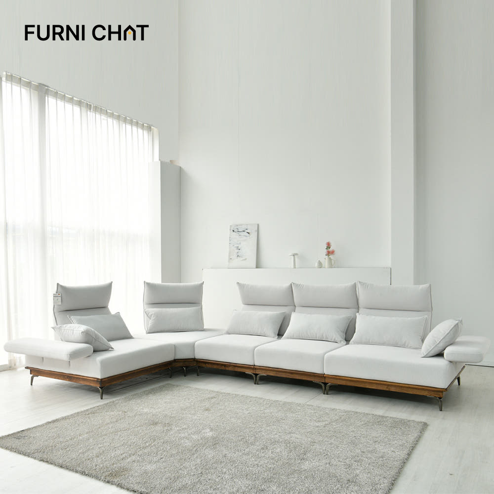 퍼니챗 헤라 6인용 코너형 아쿠아텍스 이지클린 기능성 코모도 패브릭 원목 스윙 소파