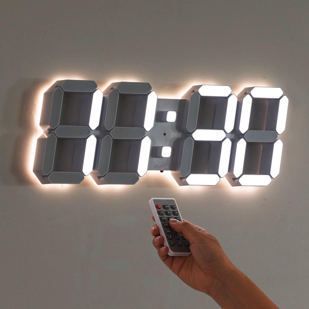플라이토 무드 백라이트 3D LED 벽시계 인테리어 디지털 전자 거실 무소음 벽걸이시계 38cm - 상세 이미지 5