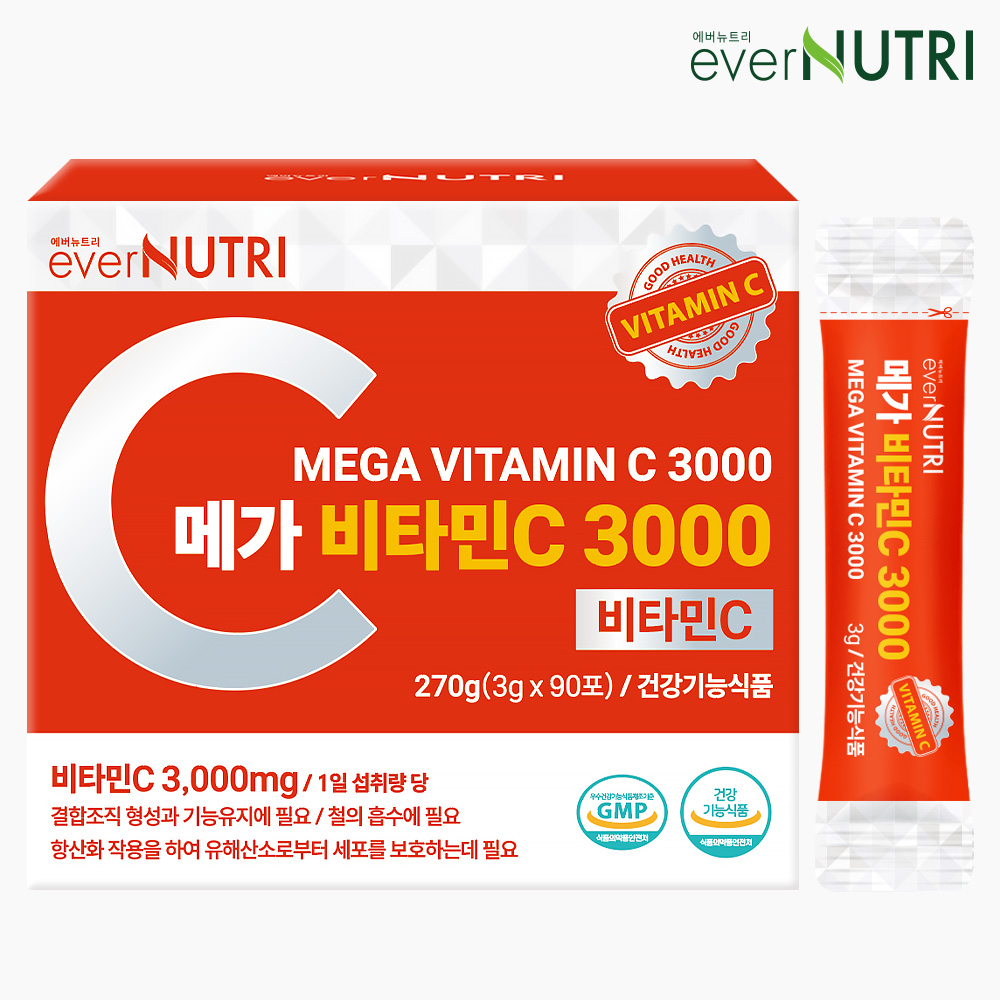 에버뉴트리 고함량 메가 비타민C 3000 분말 90포, 1개