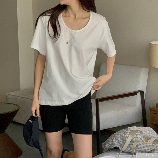 릴터 U넥 루즈핏 레이어드 티셔츠 5col 여름 반팔 기본 박스티 하프 데일리 제이플로우 - 상세 이미지 3