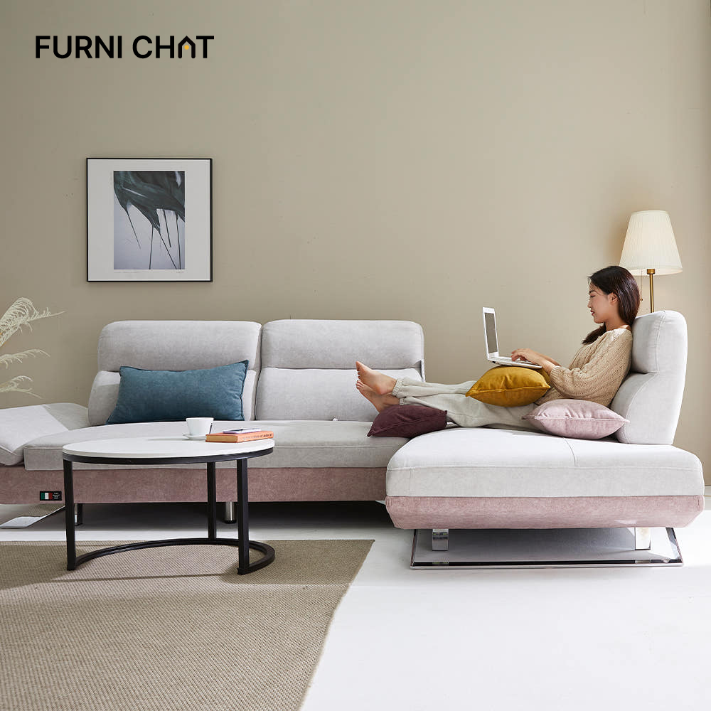 퍼니챗 아리아 조야 패브릭 이지클린 4인용 카우치소파 스윙소파