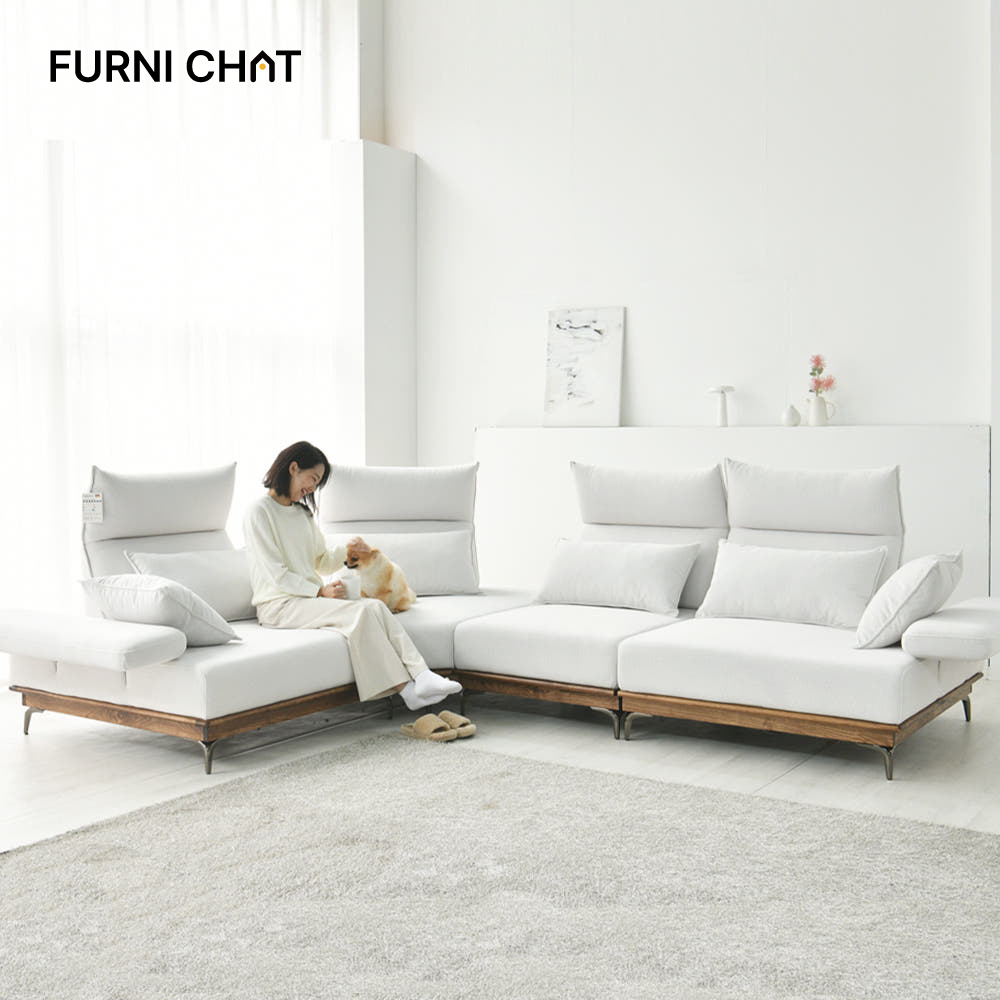 퍼니챗 헤라 5인용 코너형 아쿠아텍스 이지클린 기능성 코모도 패브릭 원목 스윙 소파