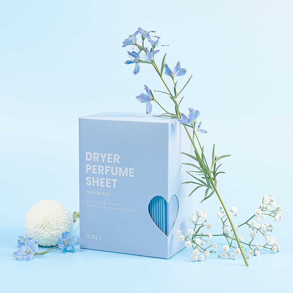 [누적판매 1,000만장] 일비아 퍼퓸 건조기 시트 섬유유연제 드라이 시트지 코튼블루, 40매, 1개