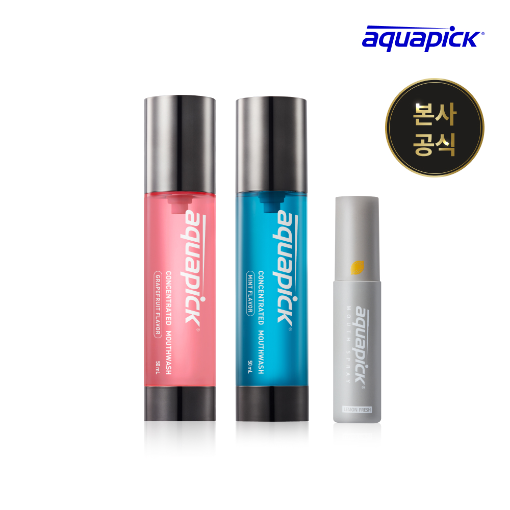 [N배송] 아쿠아픽 외출 키트 농축 가글 50ml(향 택일) + 구강 스프레이 10ml - 상품 이미지