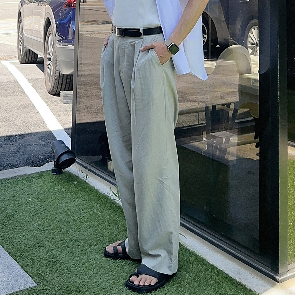 남자 여름바지 밴딩 쿨 아이스 린넨 팬츠 남자여름슬랙스 - 상품 이미지