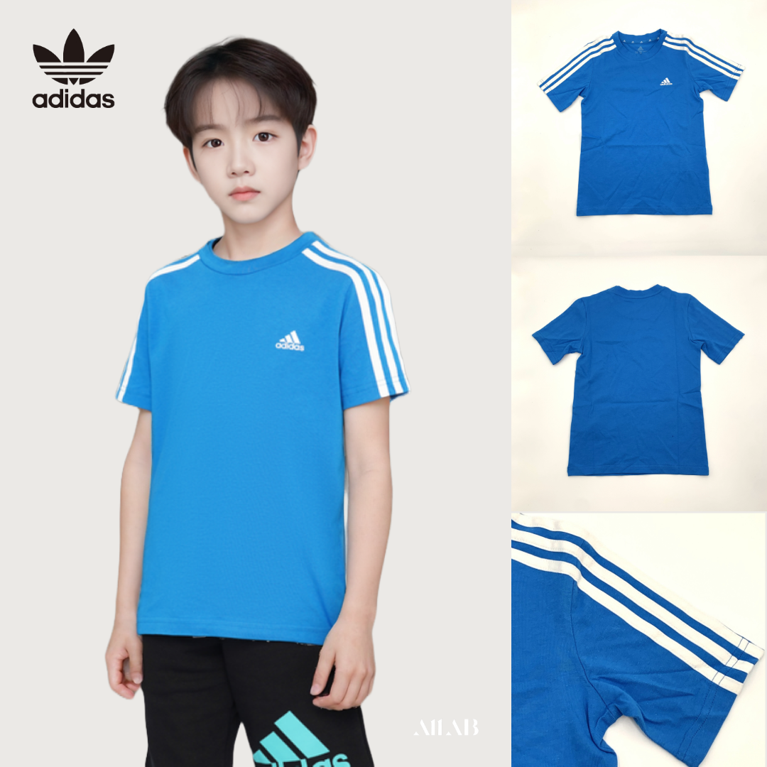 [오늘출발] 아디다스 키즈 반팔티 초등학생 주니어 어린이 공용 여름 면 반팔 티셔츠 에센셜블루, 150