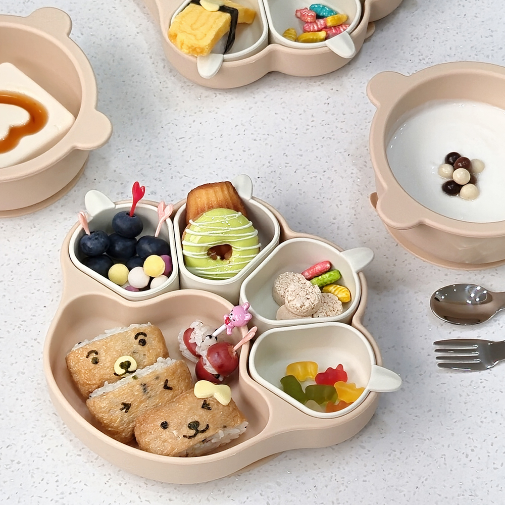 허밍베베 실리콘 이유식 얌얌 야옹이 플레이트 유아 흡착 식판