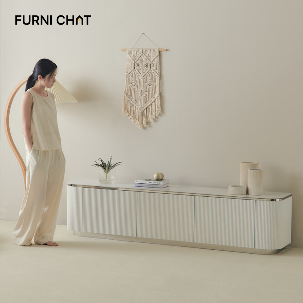 퍼니챗 템바보드 세라믹 티비다이 거실장 tv장 수납장 2000 거실수납장 2000x405x475, 화이트(다리x)