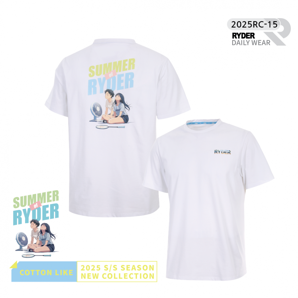라이더 2025RC-15 코튼라이크 남녀공용 반팔티셔츠 배드민턴 복 탁구 스쿼시 스포츠의류 - 상품 이미지