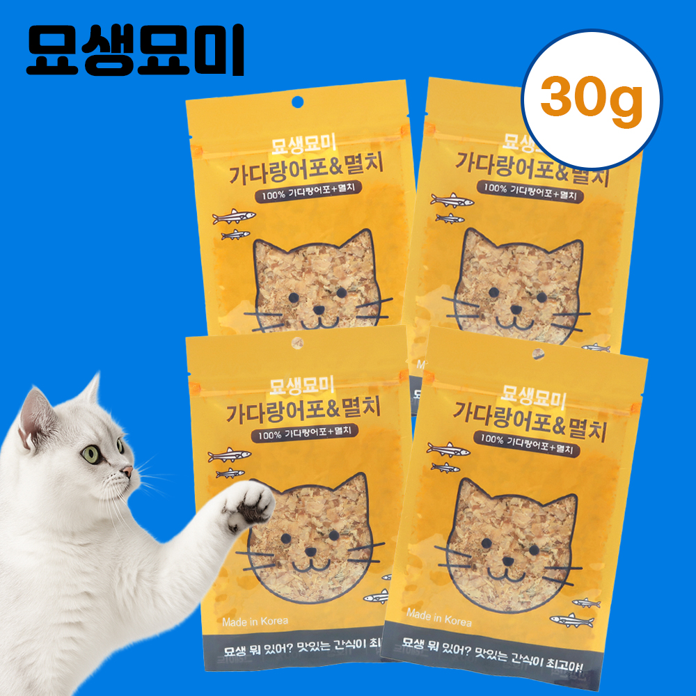 [최대30%행사] 묘생묘미 고양이 가쓰오부시 간식 가다랑어포+멸치, 30g, 1개 제품 이미지