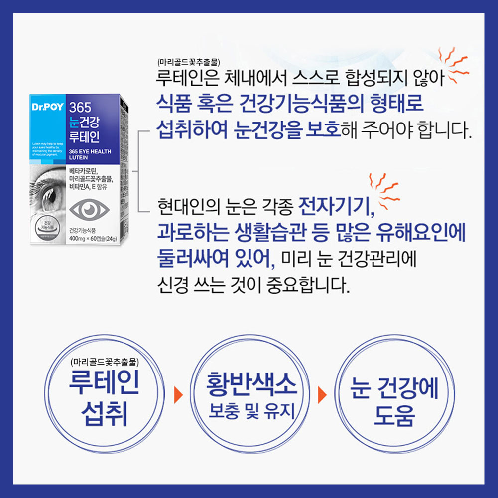 (6개월분) 닥터포이 365 눈 건강 루테인 영양제 마리골드 베타카로틴 60캡슐, 3개 - 상세 이미지 5