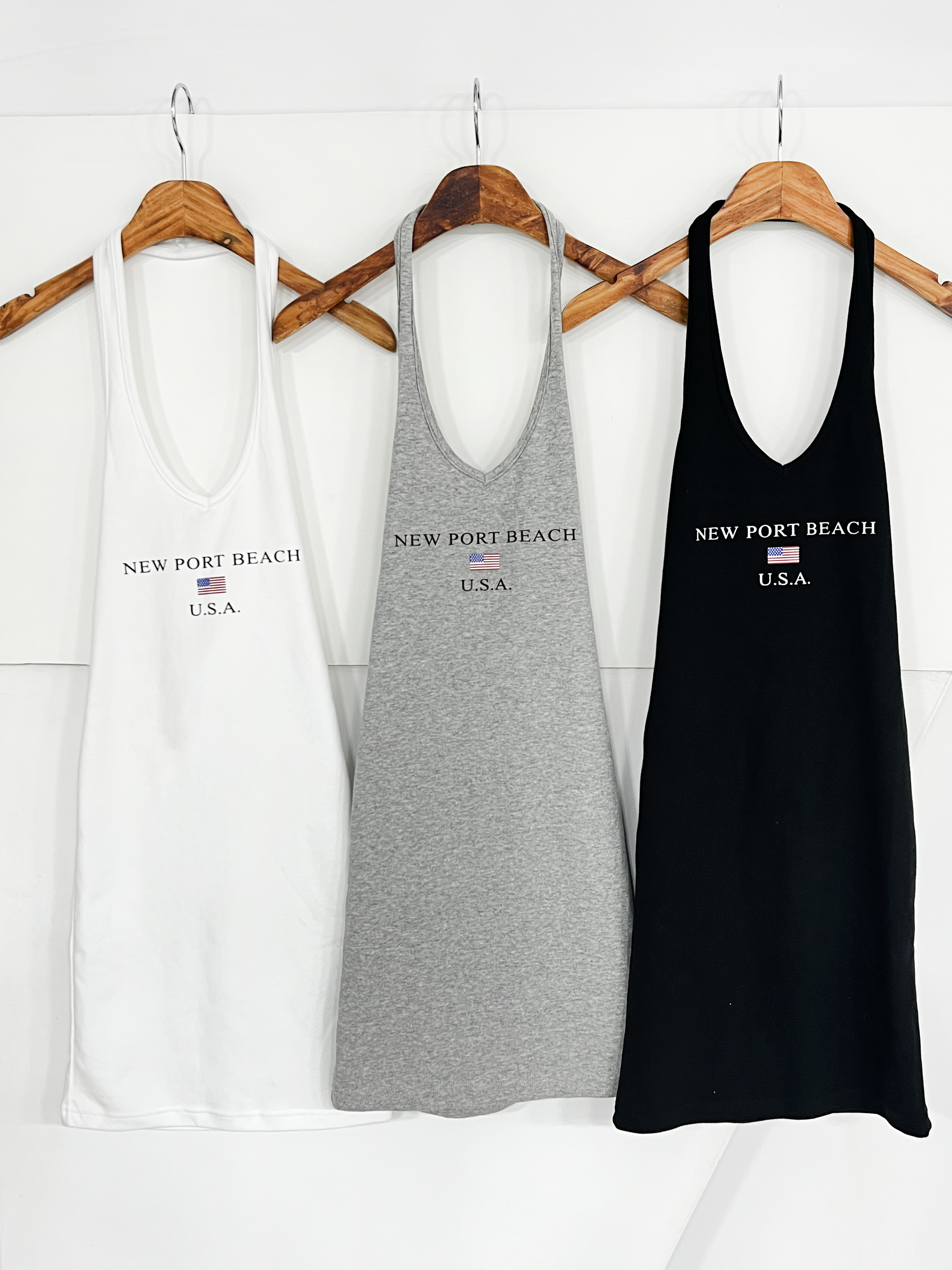 usa 프린트 캐주얼 홀터넥 탑 슬림 여행 페스티벌 미니원피스 3color - 상세 이미지 3