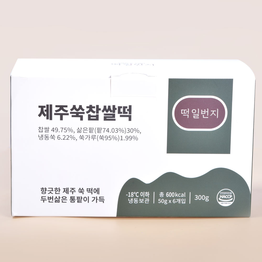 제주쑥 통팥가득 찹쌀떡 국내산 쌀 100% 저당 건강간식 6개입개별포장 - 상세 이미지 5