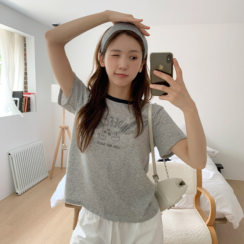 코엘 배색 라운드넥 데일리 반팔 티셔츠 ts4575 - 상세 이미지 4