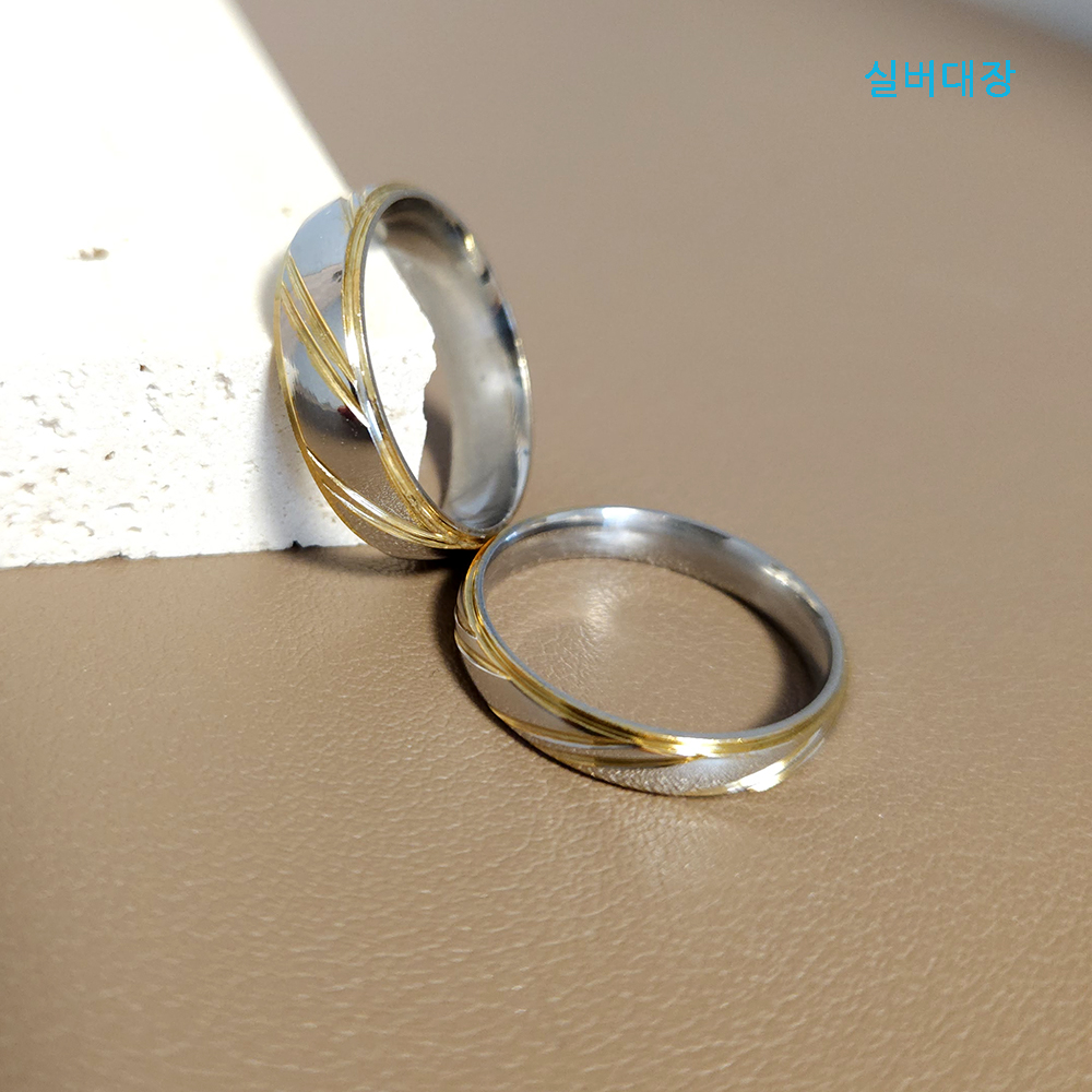 써지컬 스틸 4mm 6mm 커플 레이어드 링 가락지 반지 - 상세 이미지 4