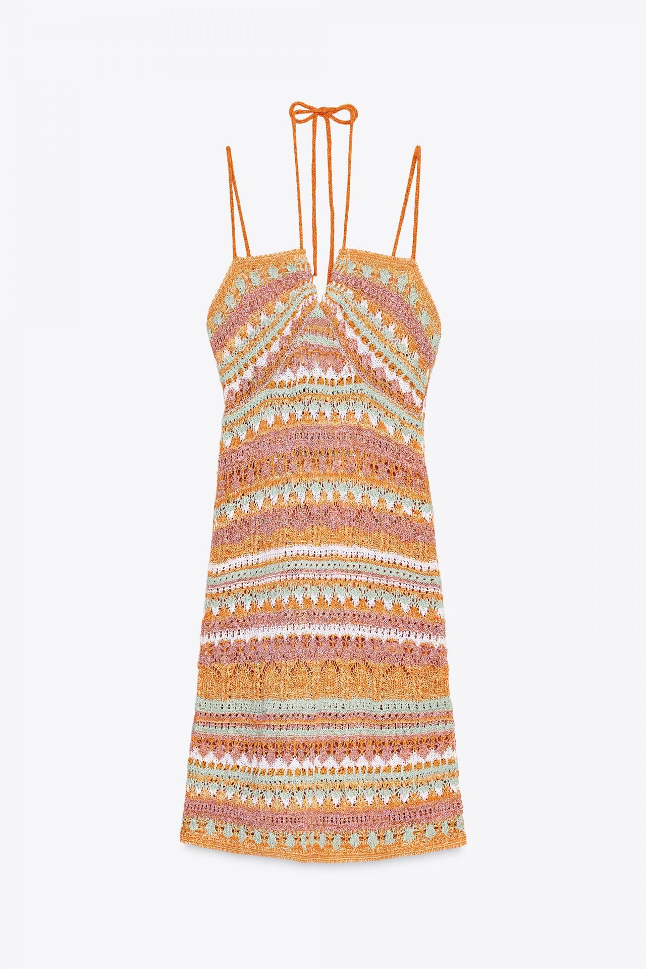 자라 크로셰 니트 미니 원피스 3991/100 MULTICOLOURED