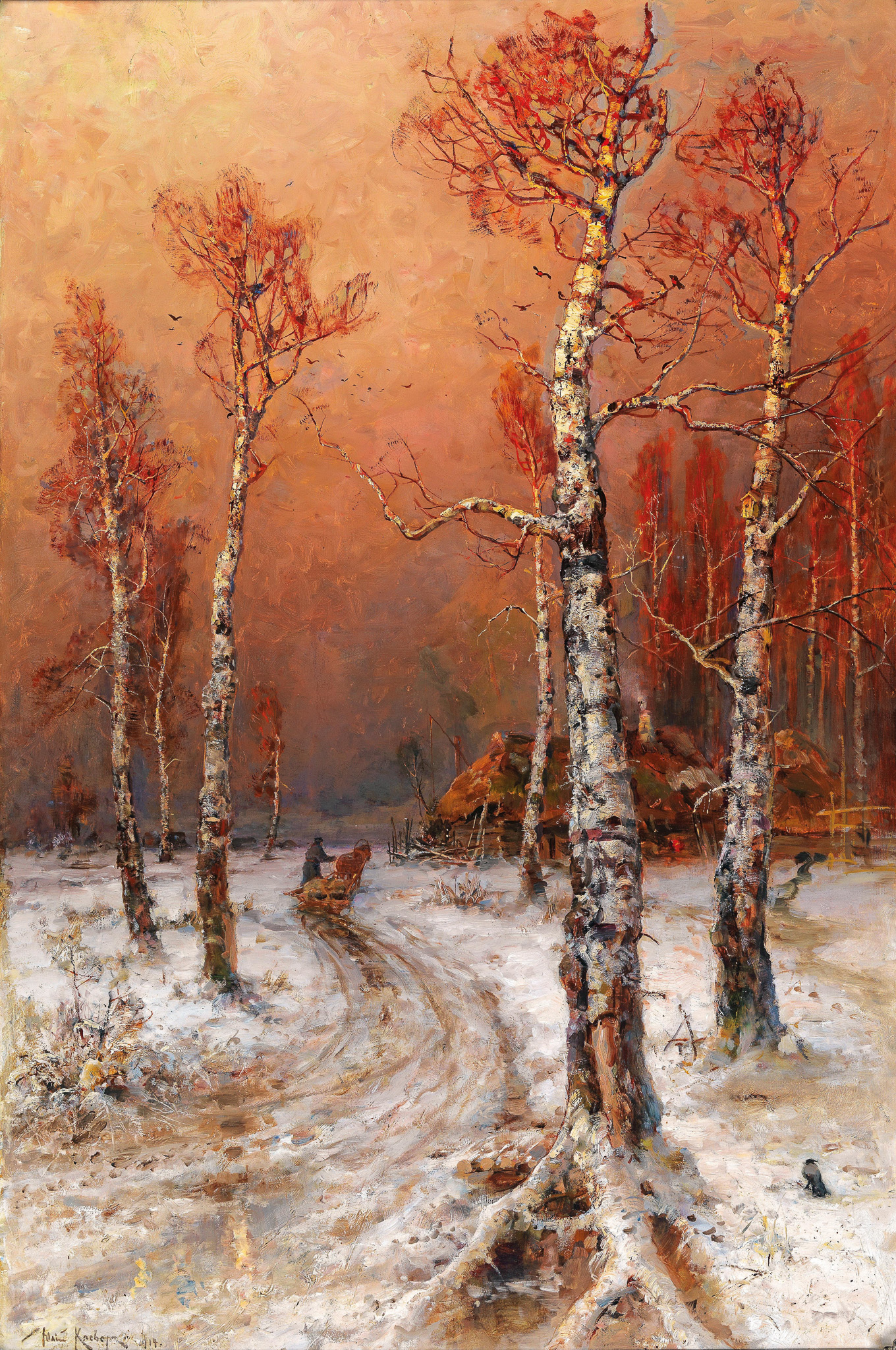 Winterstimmung Mit Saatkrähen 원본비율 아트포스터 끌레베 - 상품 이미지