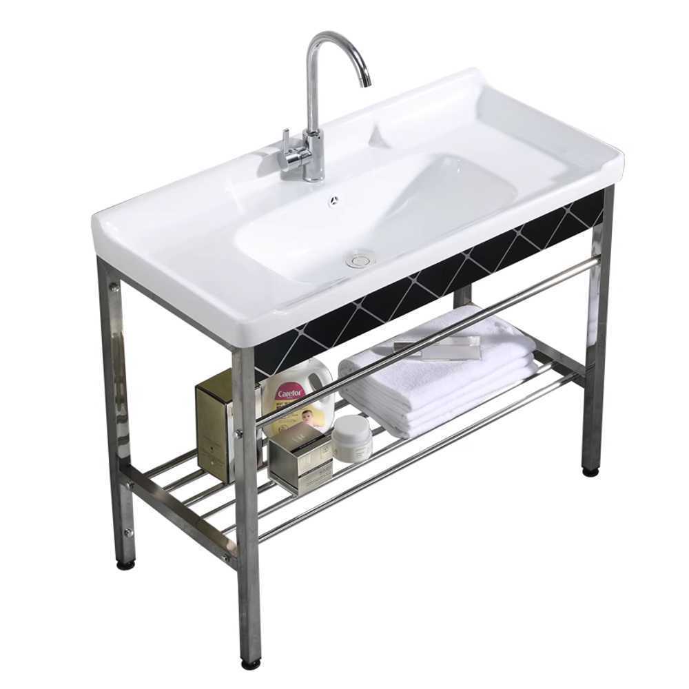 간이 개수대 씽크대 보조 주방 수영장 사각볼 설치 61x48cm 세면대+스탠드+수도꼭지 - 상품 이미지