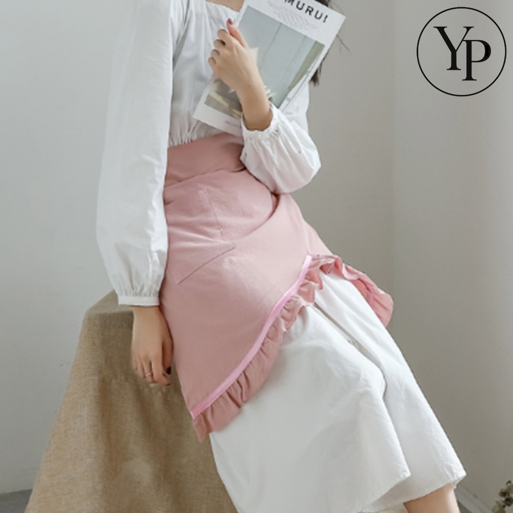 허리형 프릴 앞치마 주방 작업실 셔링 하프타입 포켓