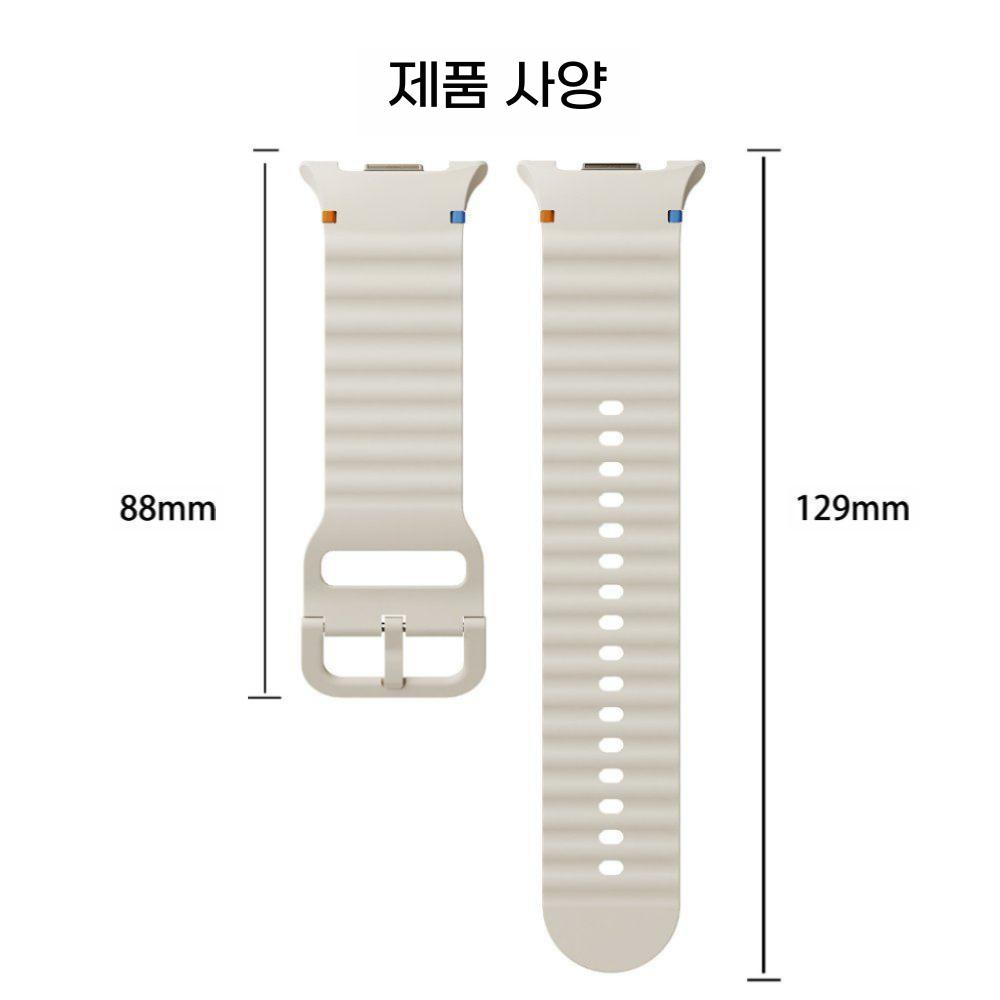 갤럭시워치8 클래식 울트라 스트랩 실리콘 스티칭 웨이브 밴드 검은색 삼성 갤럭시 워치 8 (40/44mm) - 상세 이미지 4