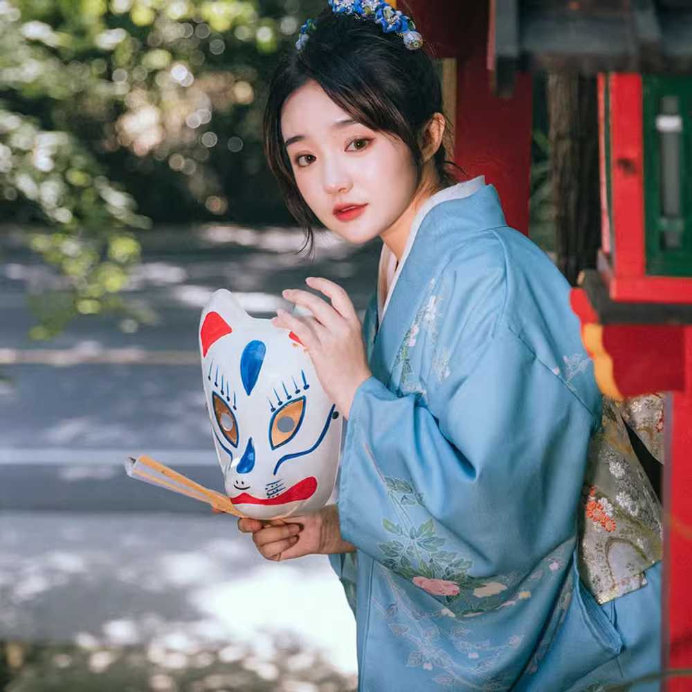 일본 유카타 전통 기모노 관광 체험 행사 테마 촬영 기모니+허리띠+핸드백 - 사이즈 S - 상세 이미지 2