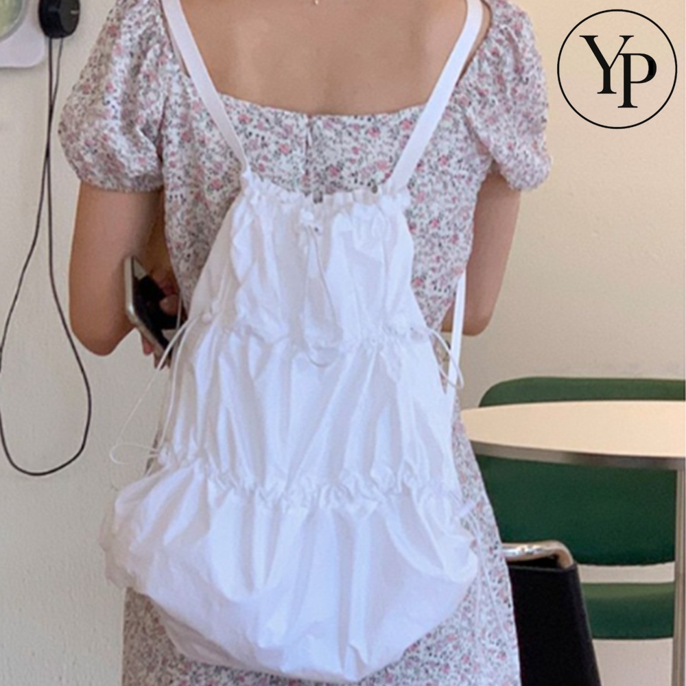 방수 나일론 셔링 백팩 페미닌 발레코어 여리여리한 대용량 수납 가방 트래블백 휴양지 코디 패션