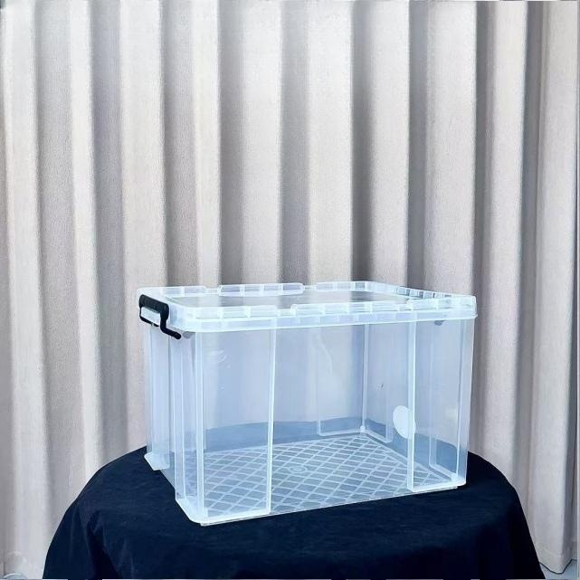 초대형 수납박스 뚜껑형 투명 리빙박스 정리함 플라스틱 대용량 다용도 보관함 세트형 45L 대형(52x38x32cm) 고투명 두꺼움 - 상품 이미지