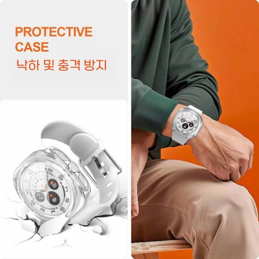 갤럭시워치8 클래식 액정 하프 팩 보호 케이스 고화질 필름 일체형 커버 반 팩 투명 + 강화 필름 Watch7 Ultra 47mm 적합 - 상세 이미지 3